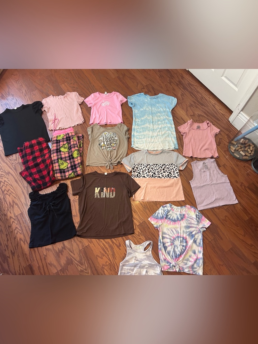 Girls Mixed Tops Lot - Pink, Blue, Brown, Tie-Dye